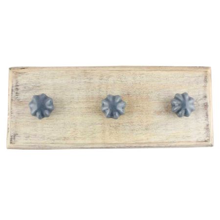 Dark Grey Pomegranate Bud Ceramic Wooden Hooks